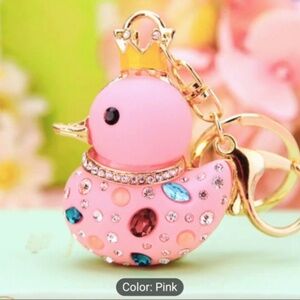 PINK Duck Rhinestone Bag Charm / Keychain NWT 💙